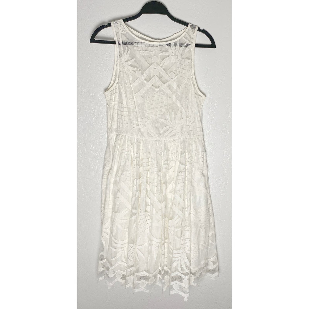Anthropologie Women's Maeve Pina White Ivory Lace Pineapple Fit‎ & Flare Dress - Picture 5 of 15